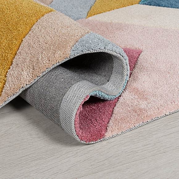 Handwoven Multicolor pattern  woolen area carpet - front_view