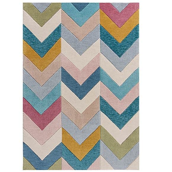 Handwoven Multicolor pattern  woolen area carpet - top_view