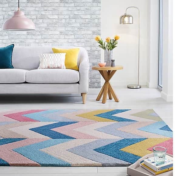 Handwoven Multicolor pattern  woolen area carpet - rear_view