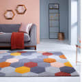 Hand woven Hexa pattern multicolor Area Carpet - front_view