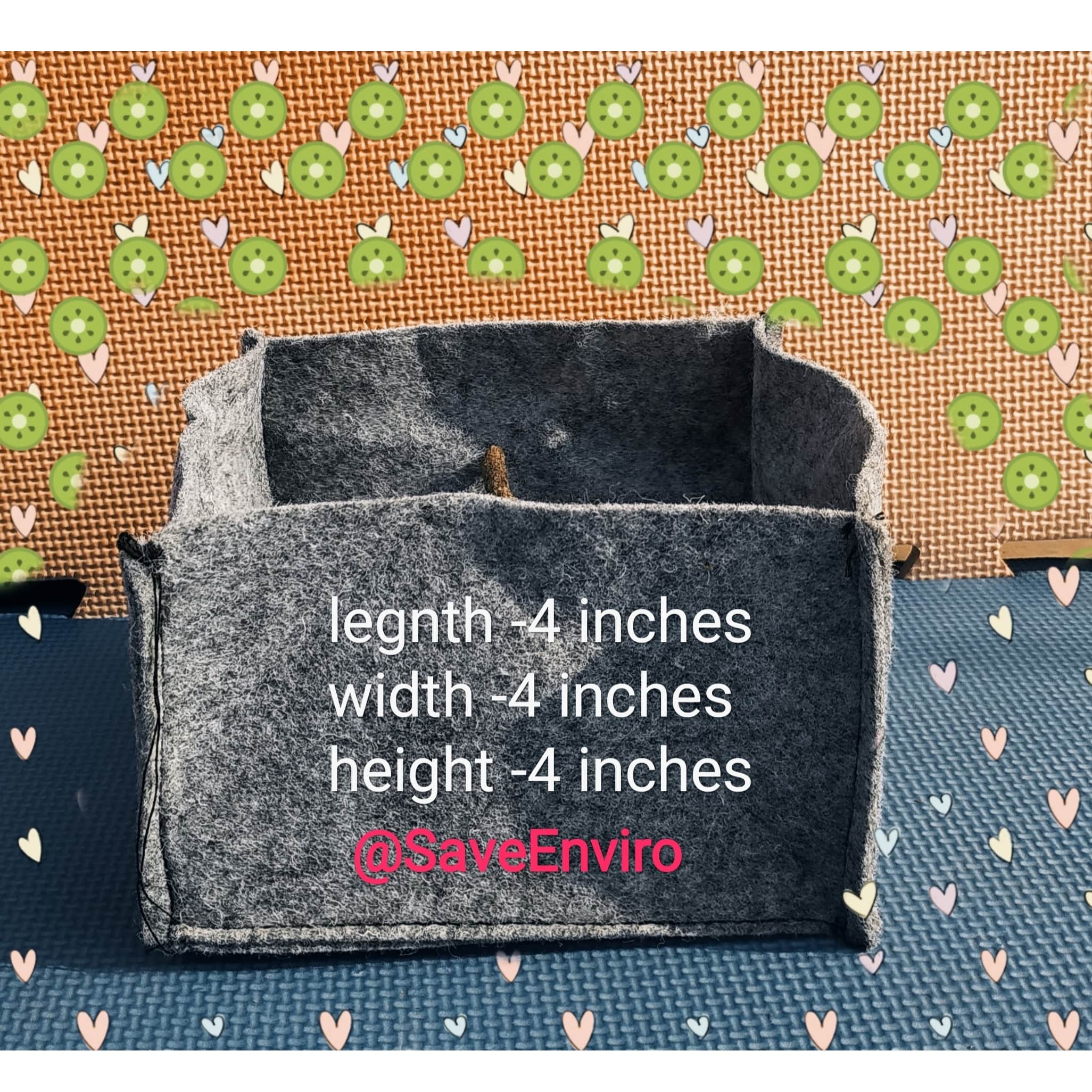 Fabric grow bags square shape 4*4*4 inches set of 10 bags - front_view