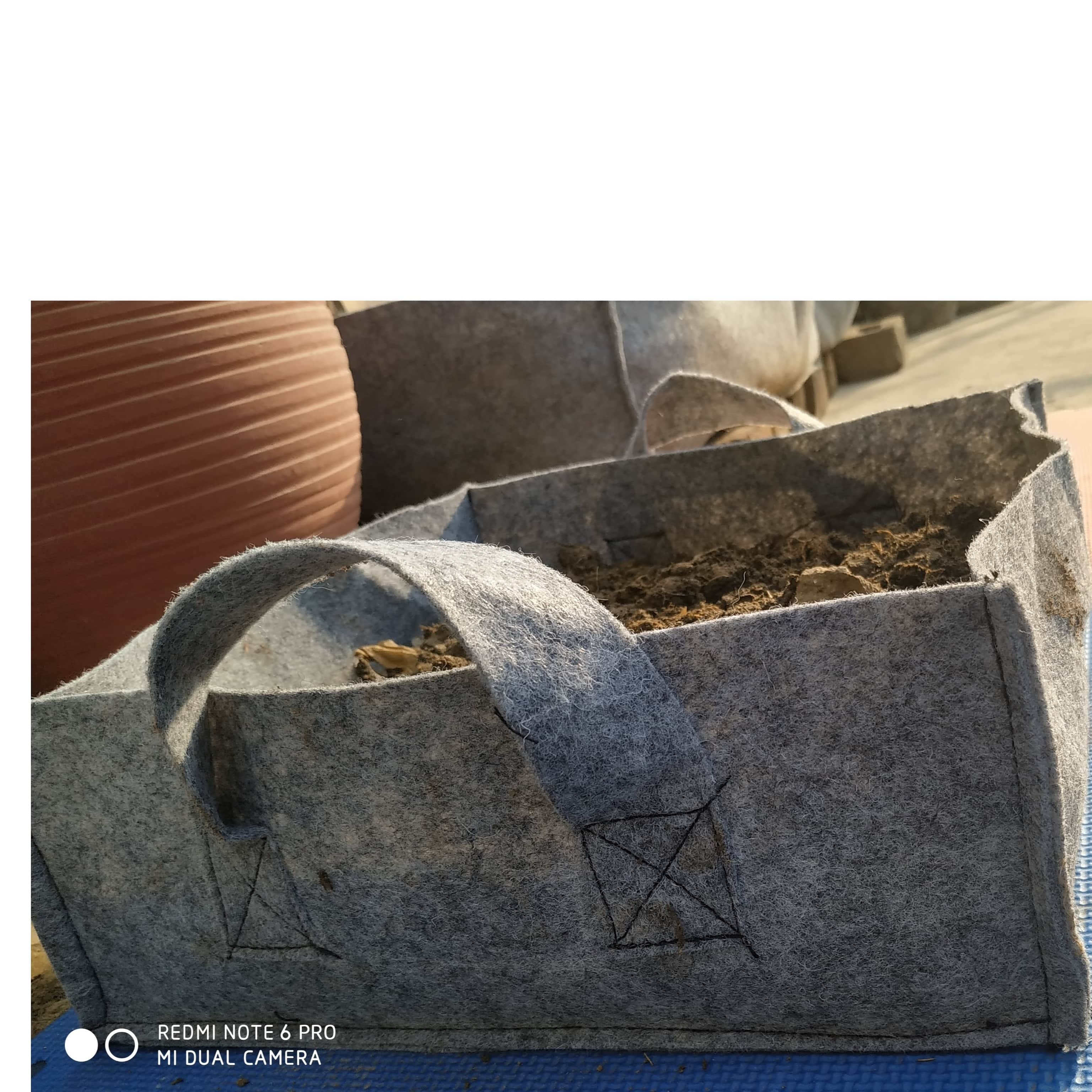 Fabric grow bags square shape with handle - front_view