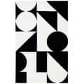 Dave Geometric Handmade Tufted Wool Ivory black Area Rug - photo