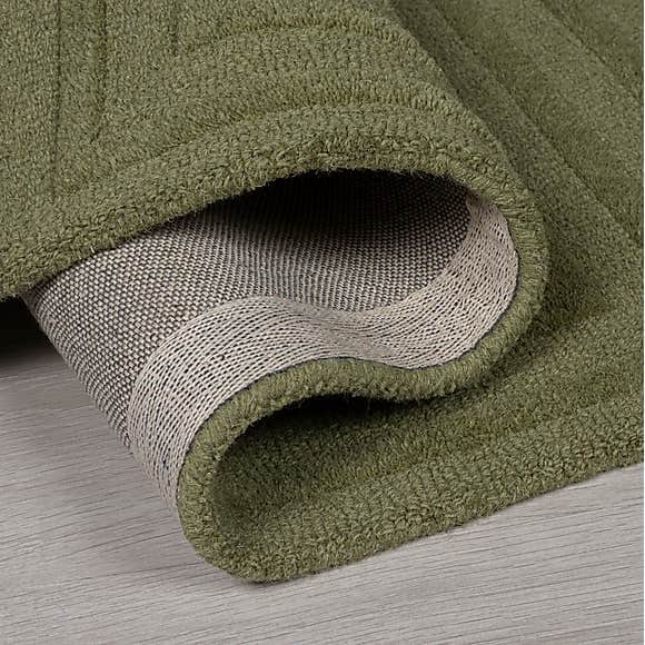 Teal Green Handtufted Wool Area Rug - top_view