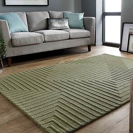 Teal Green Handtufted Wool Area Rug - rear_view