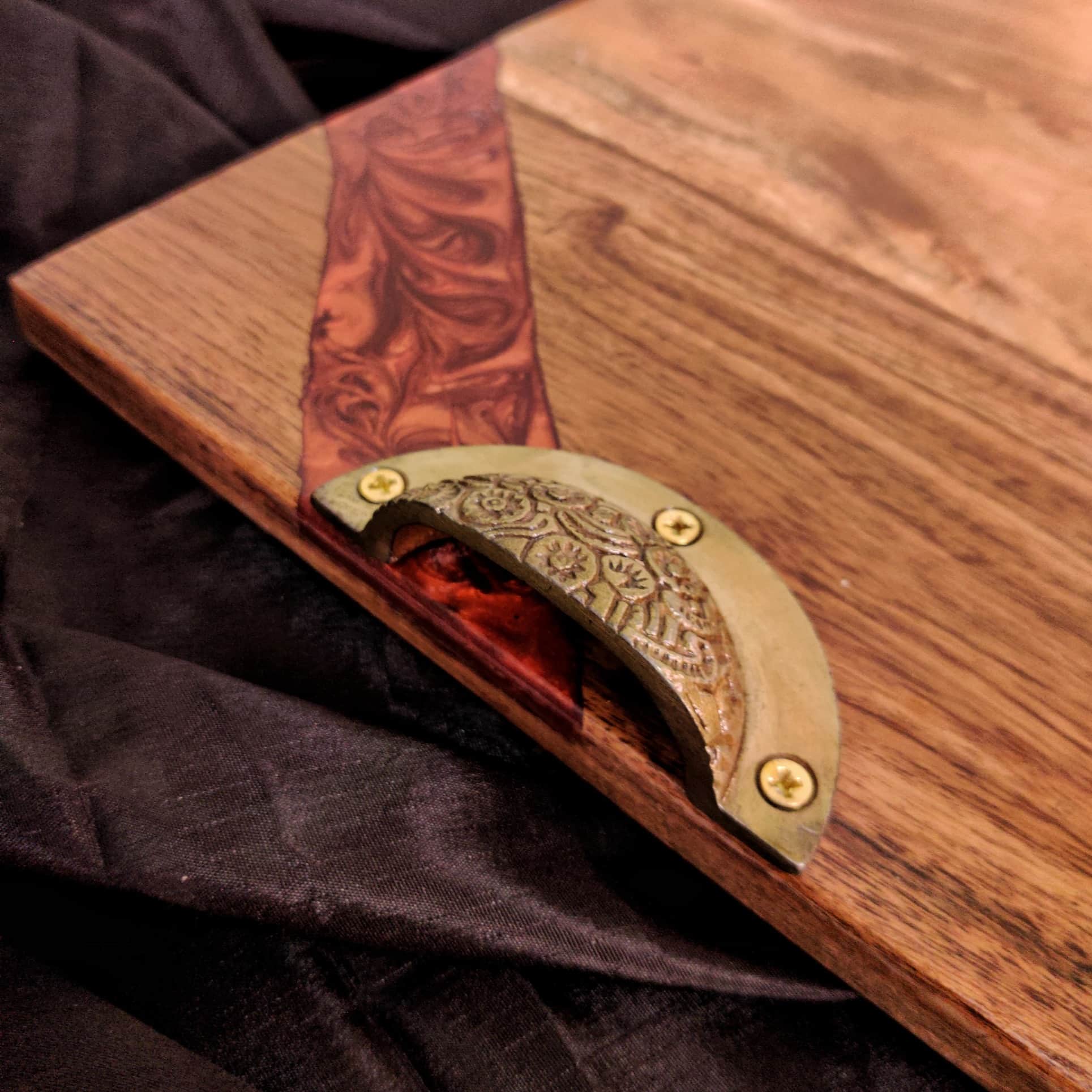 Wooden Resin River Tray Multicolor - front_view