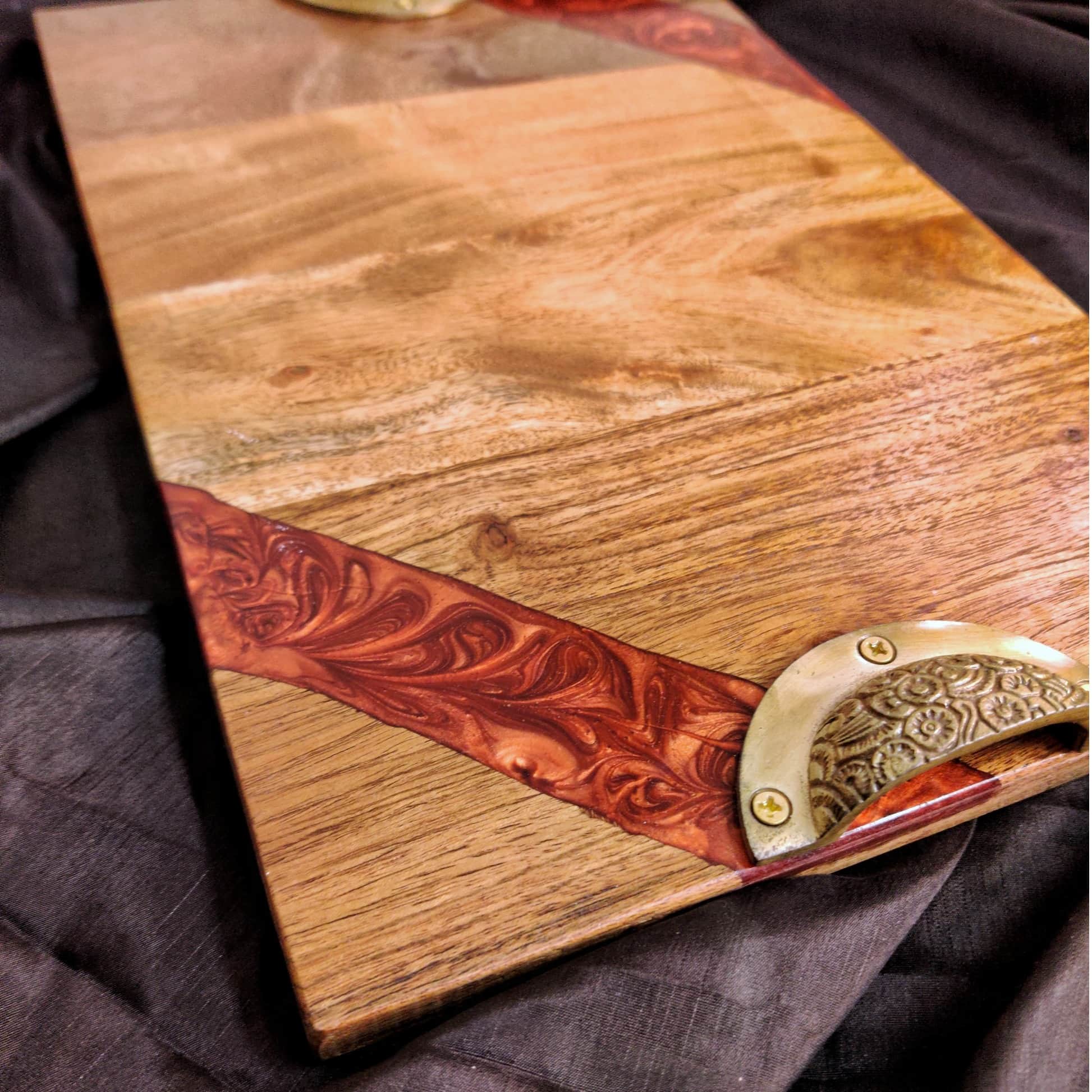 Wooden Resin River Tray Multicolor - top_view