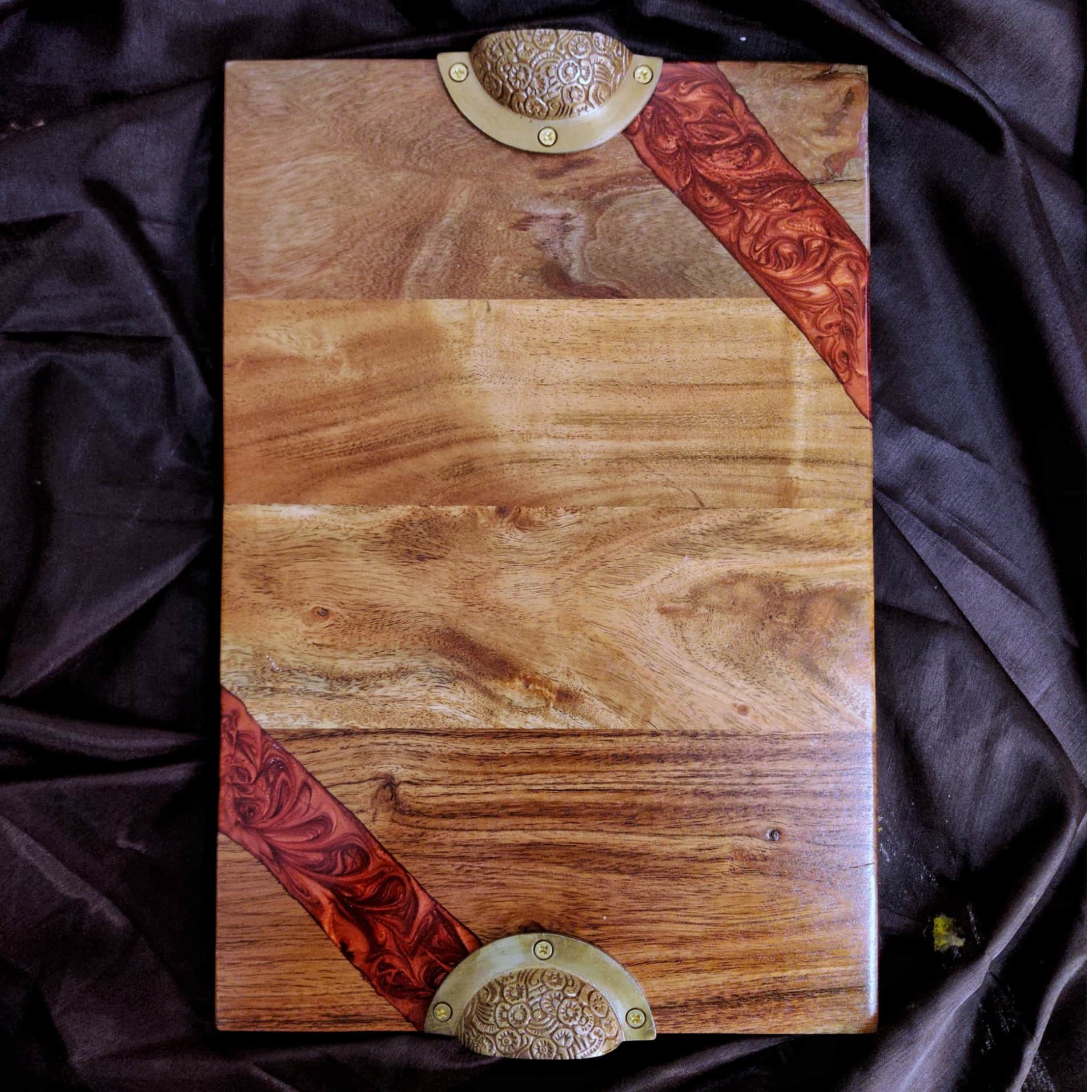 Wooden Resin River Tray Multicolor - rear_view