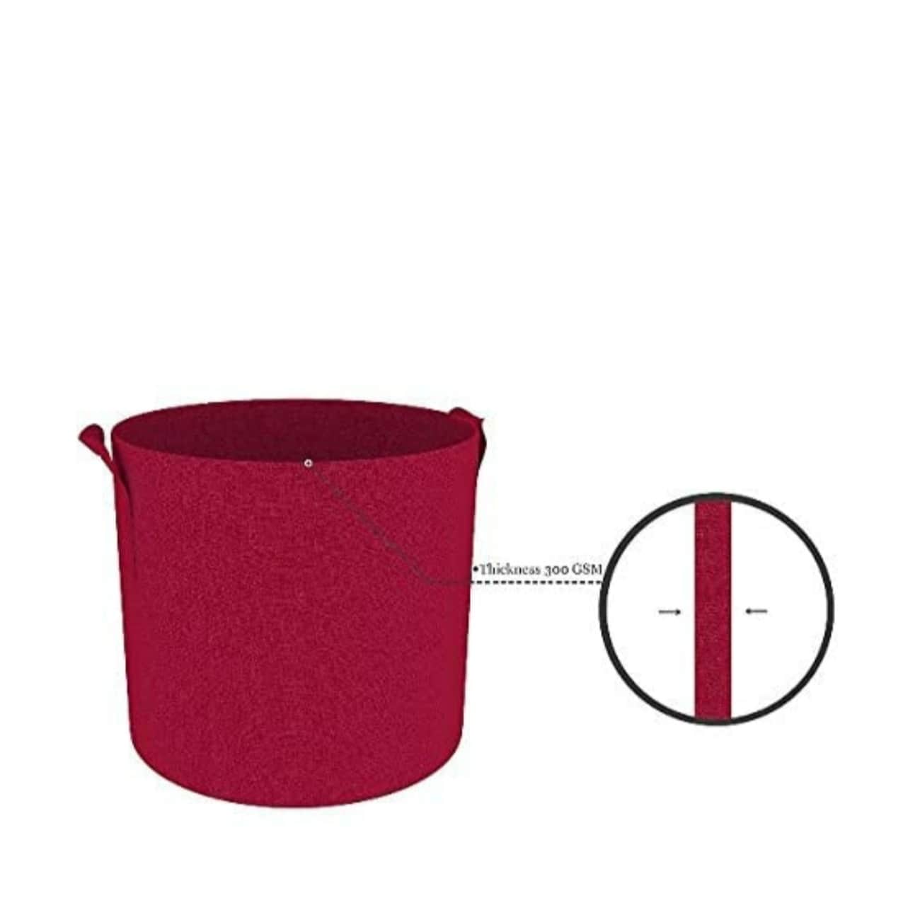 Fabric grow bags 8*8 mergenta round shape set of 5bags - front_view