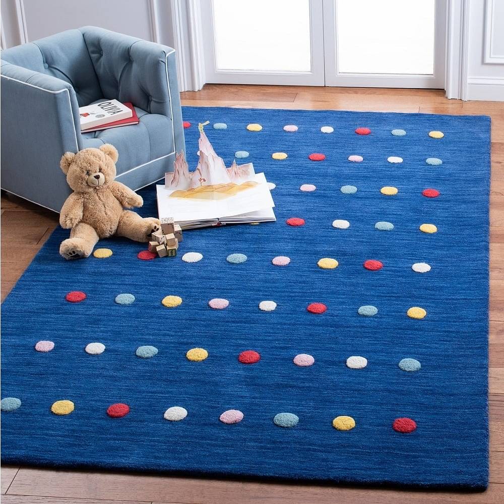 Kids Ayleen Polka Dot Blue Area Rug