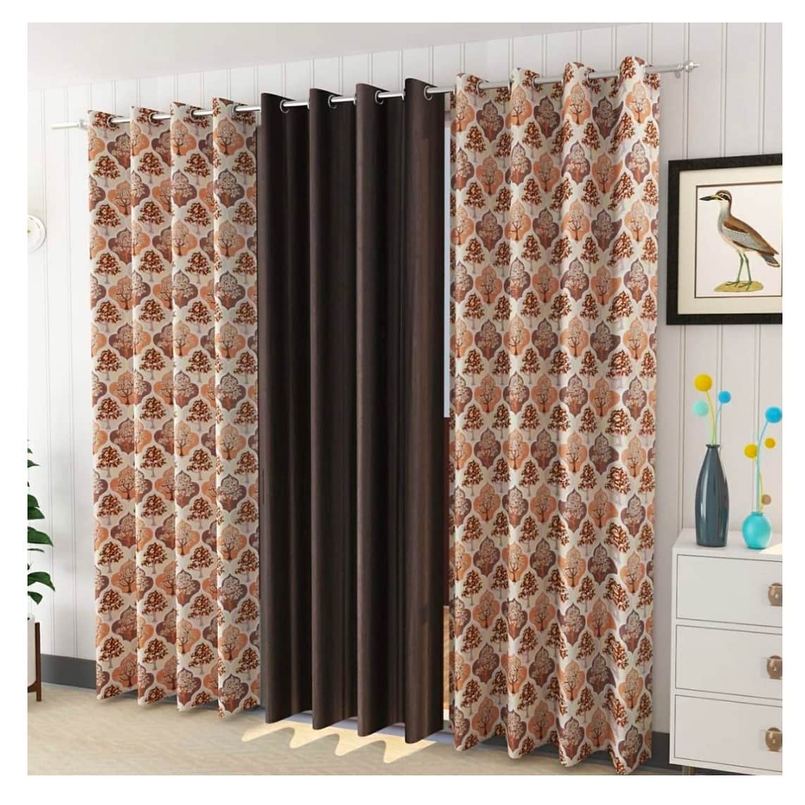 Printed Curtain BROWN