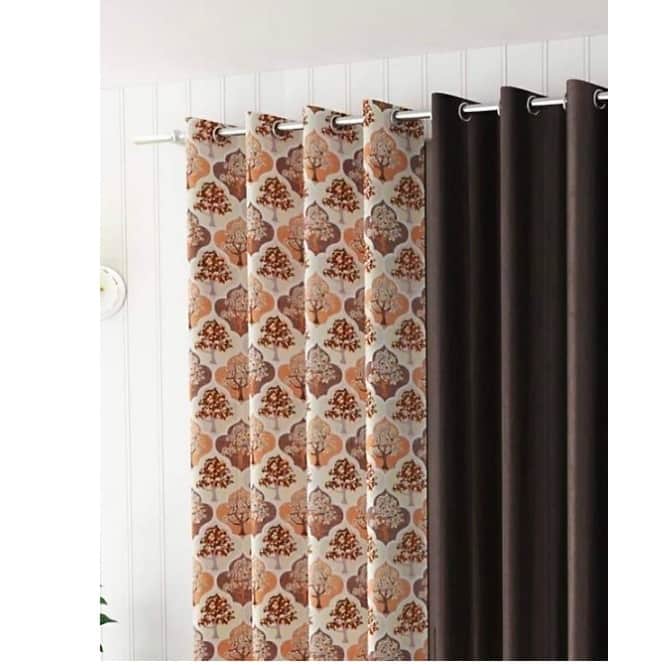 Printed Curtain BROWN - front_view