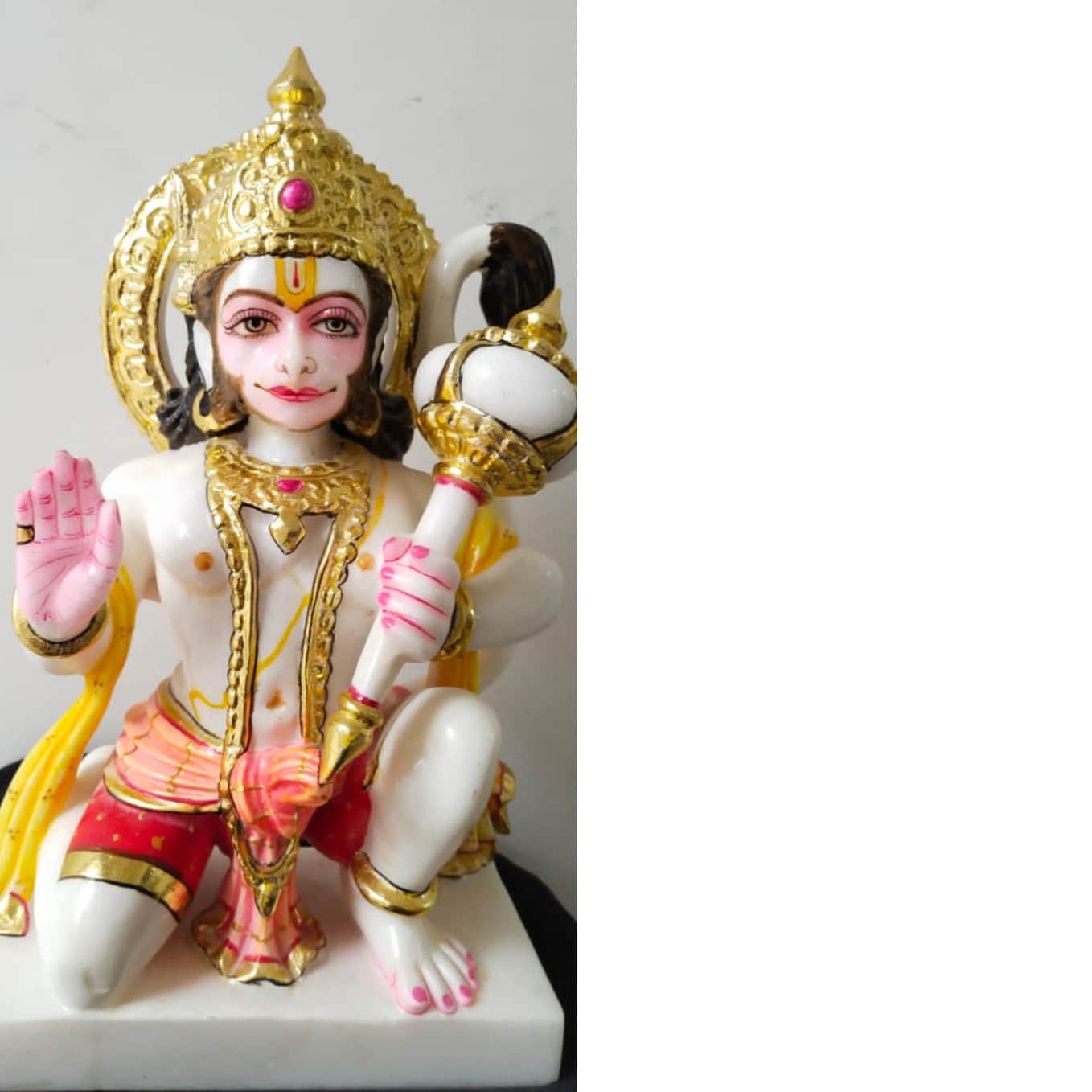 White Marble Hanuman Ji Statue - top_view