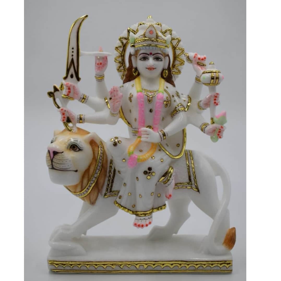 DURGAA MAA MARBLE STATUE - front_view