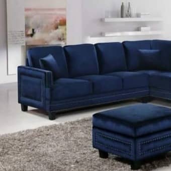 Athens L Shape 4 Seater Sofa Set In Blue