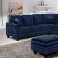 Athens L Shape 4 Seater Sofa Set In Blue - front_view