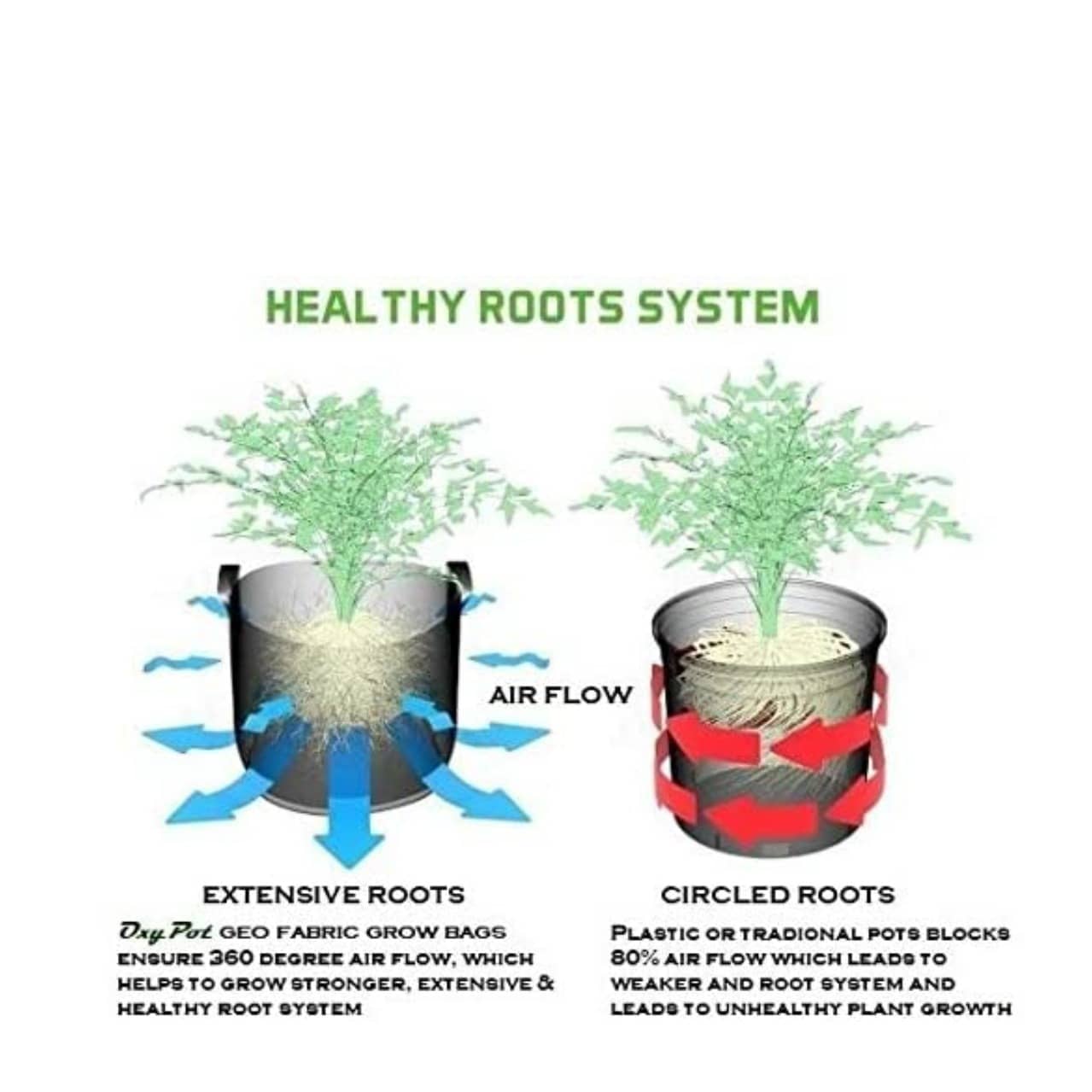 Fabric grow bags with handle square shape set of 5 bags