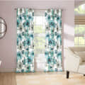 Multi colour Flower Printed Curtain Green - photo