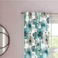 Multi colour Flower Printed Curtain Green - front_view