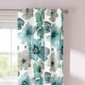 Multi colour Flower Printed Curtain Green - top_view