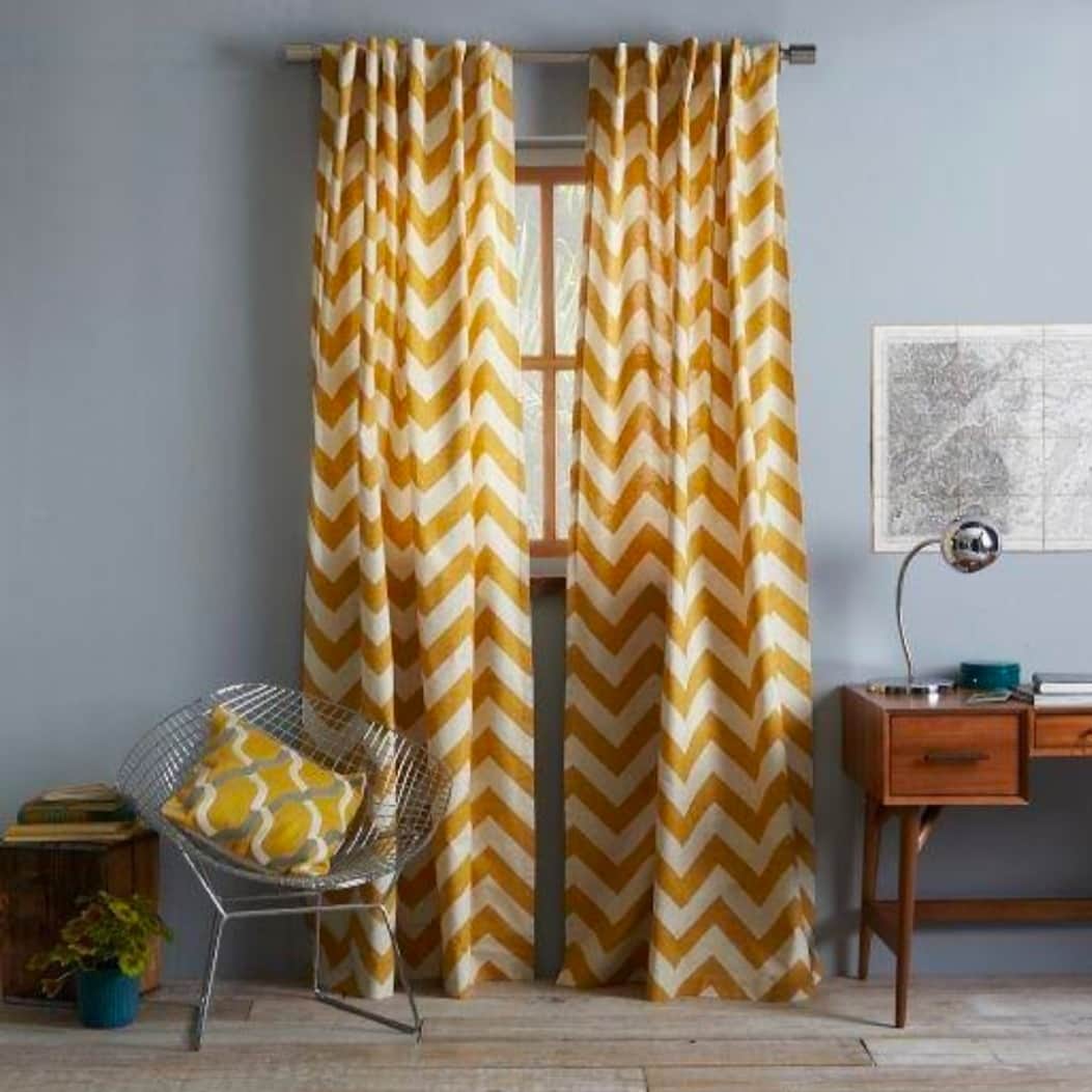 Eyelet Zig Zag Pattern Curtain - rear_view