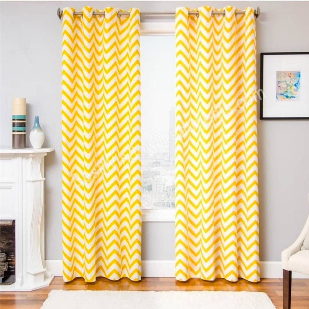 Eyelet Zig Zag Pattern Curtain
