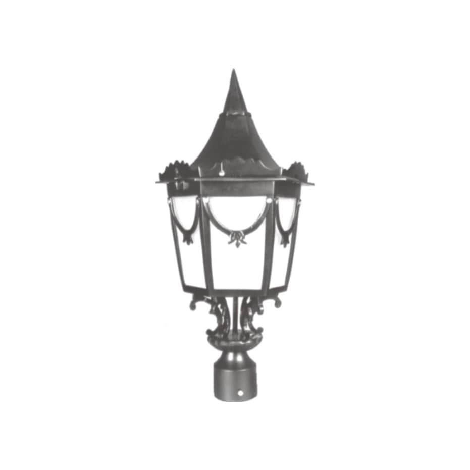 Glass Traditional Outdoor Post Lantern Light - rear_view
