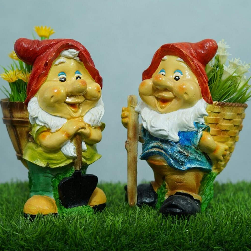Multicolor Resin Gnome Holding Fruit Garden Ornament - photo