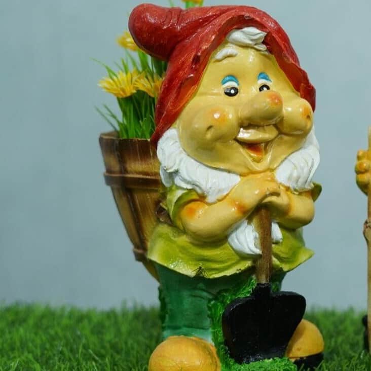 Multicolor Resin Gnome Holding Fruit Garden Ornament - front_view