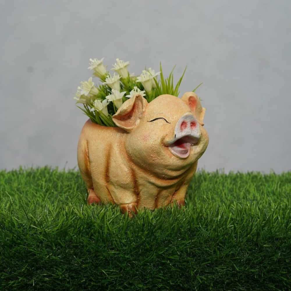 Smiling Pig Flower Pot for Garden, Balcony and Home Decor - photo