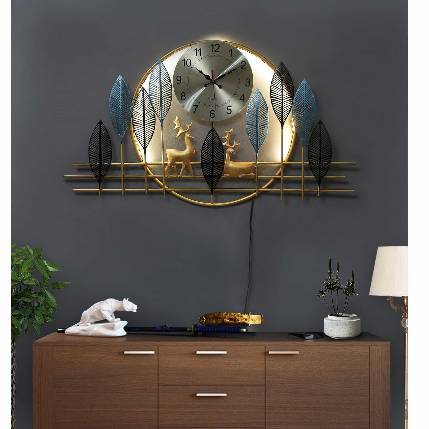Decorative Metal Wall art With Clock - photo