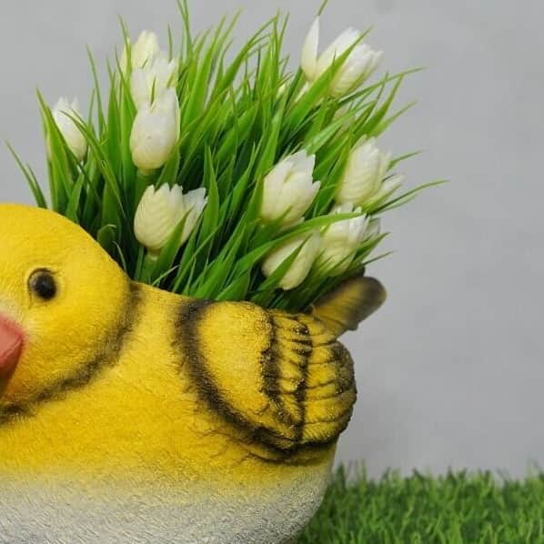 Resin Bird Planter Pot Sparrow Multi Purpose Flowerpot - top_view