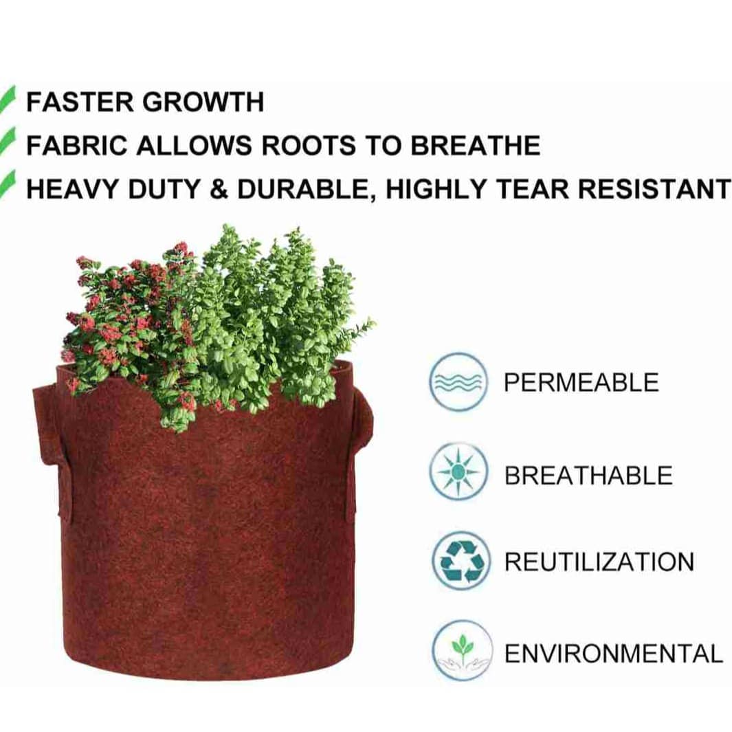 Fabric grow bags 10*10( inches) round shape set of 5 bags