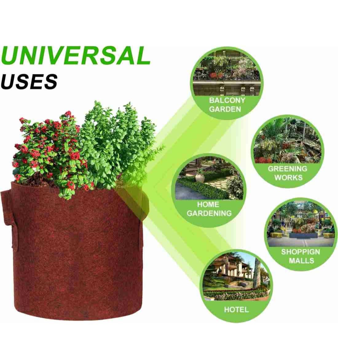 Fabric grow bags 10*10( inches) round shape set of 5 bags