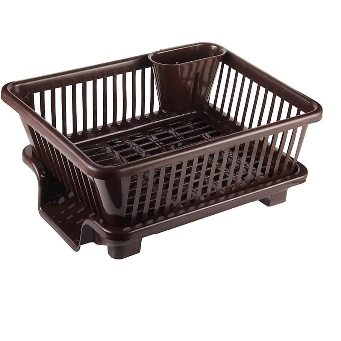 3 in 1 Large Durable Plastic Kitchen Sink Dish Rack - front_view