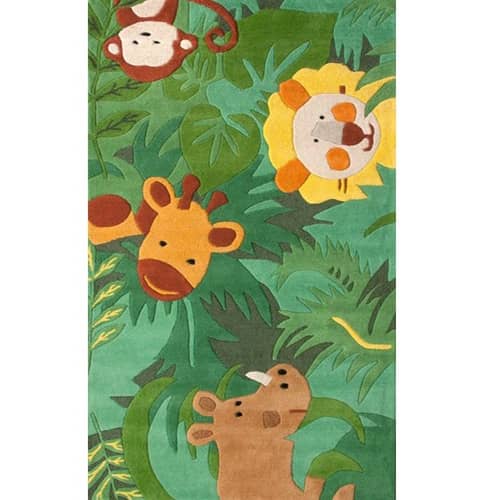 Green Safari Friends Area Rug