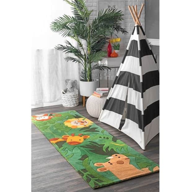 Green Safari Friends Area Rug - left_view
