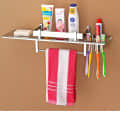 Stainless Steel 4 in 1 Multipurpose Bathroom Accessories Shelf - photo