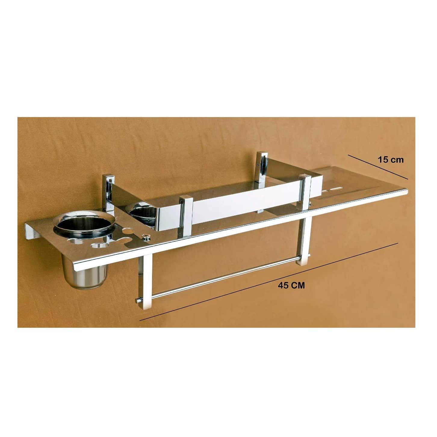 Stainless Steel 4 in 1 Multipurpose Bathroom Accessories Shelf - top_view