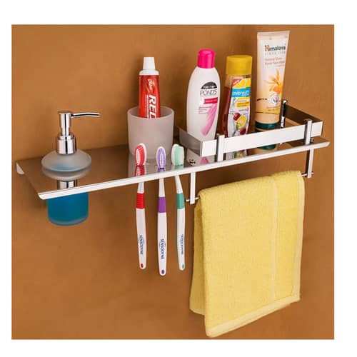 Stainless Bathroom Shelves with Soap Dispenser