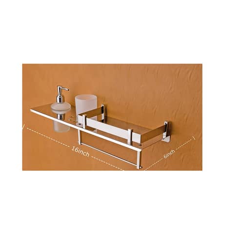 Stainless Bathroom Shelves with Soap Dispenser