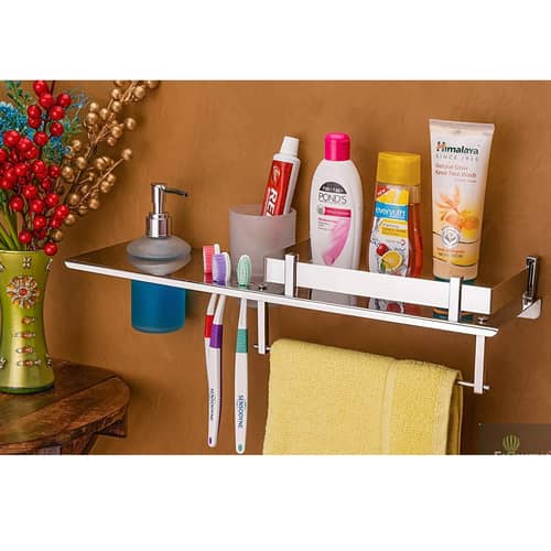 Stainless Bathroom Shelves with Soap Dispenser
