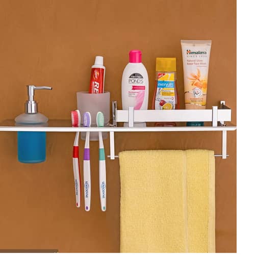 Stainless Bathroom Shelves with Soap Dispenser