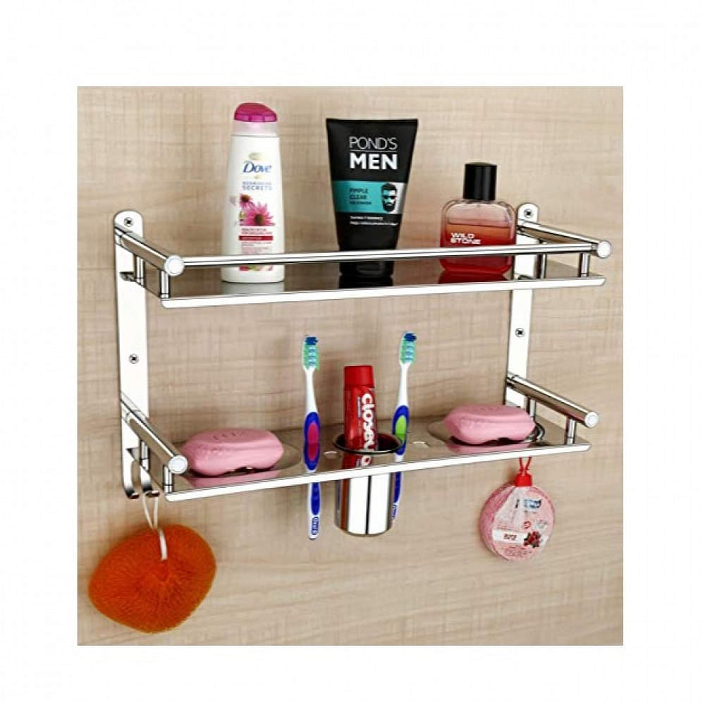 Double  Layer Multipurpose  Bathroom Shelf - photo