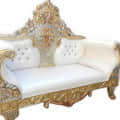 Maharaja 2 Seater Sofa Set with Gold Finish - front_view