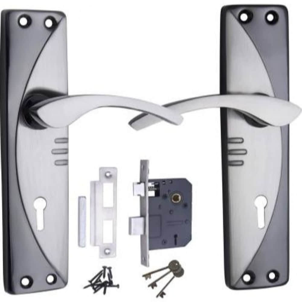 Door Handle Lock with black & silver color - photo