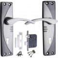 Door Handle Lock with black & silver color - photo