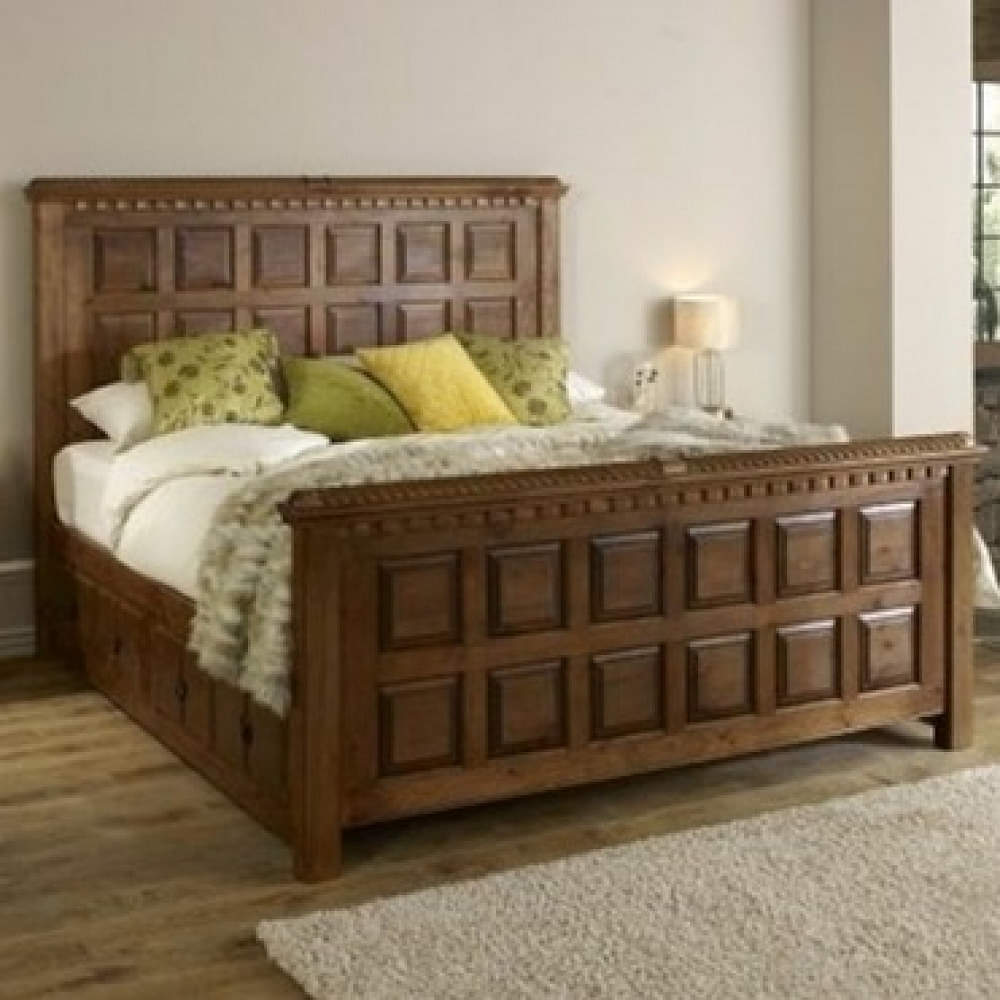 Teakwood King Size Bed with Storage - photo