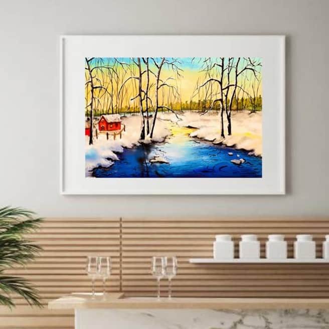 Winter Landscape Wall Painting - top_view