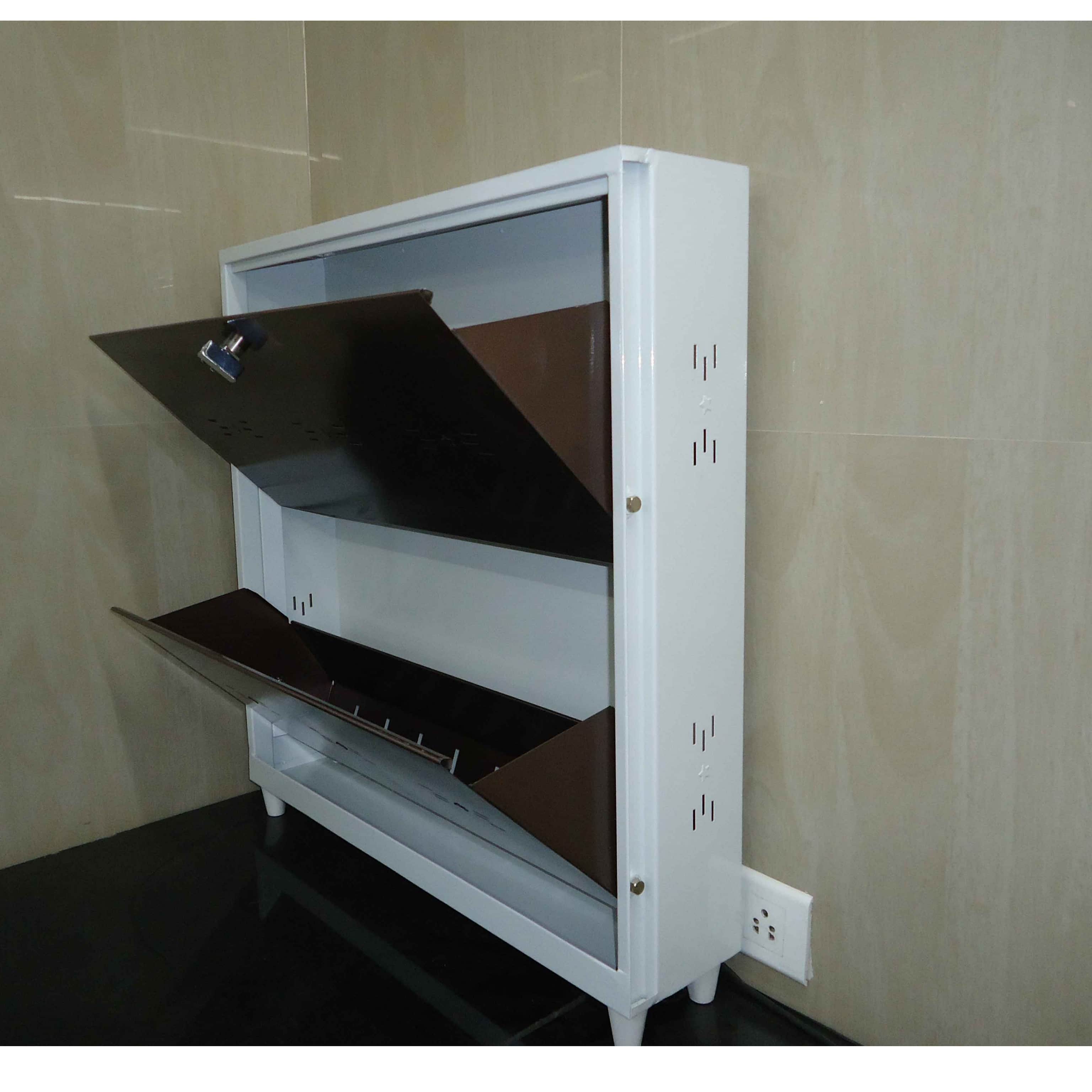 Wall Mounted Two Door Shoe Rack - left_view